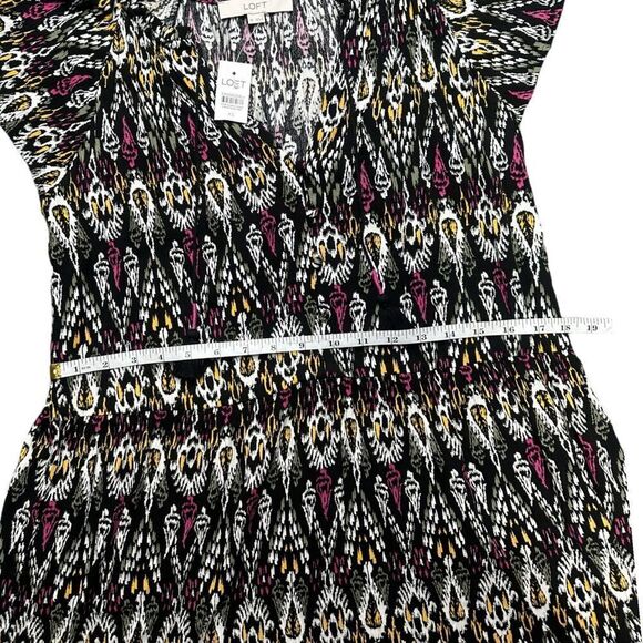 Loft Ikat Tie Neck Tiered Swing Mini Dress Size XS NWT - Picture 8 of 10